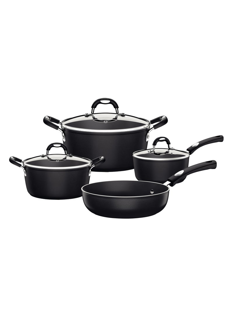 TRAMONTINA Monaco Induction 7 Pieces Black Aluminum Cookware Set with Interior and Exterior Starflon Premium PFOA Free Nonstick Coating - Image 2